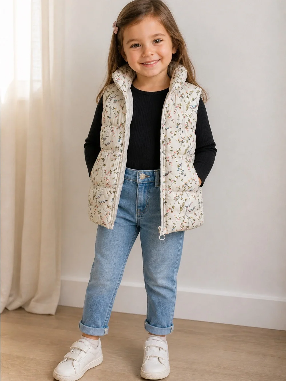 Baby Gap Floral Puffer Vest Toddler 4Y Quilted Lightweight Girls Jacket